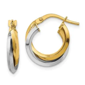 14K TT Gold Double Hoop Earrings 1.6grms