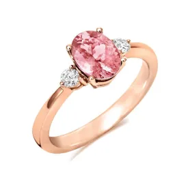 18ct Rose Gold 1.30ct Morganite Diamond Oval Cut Ring