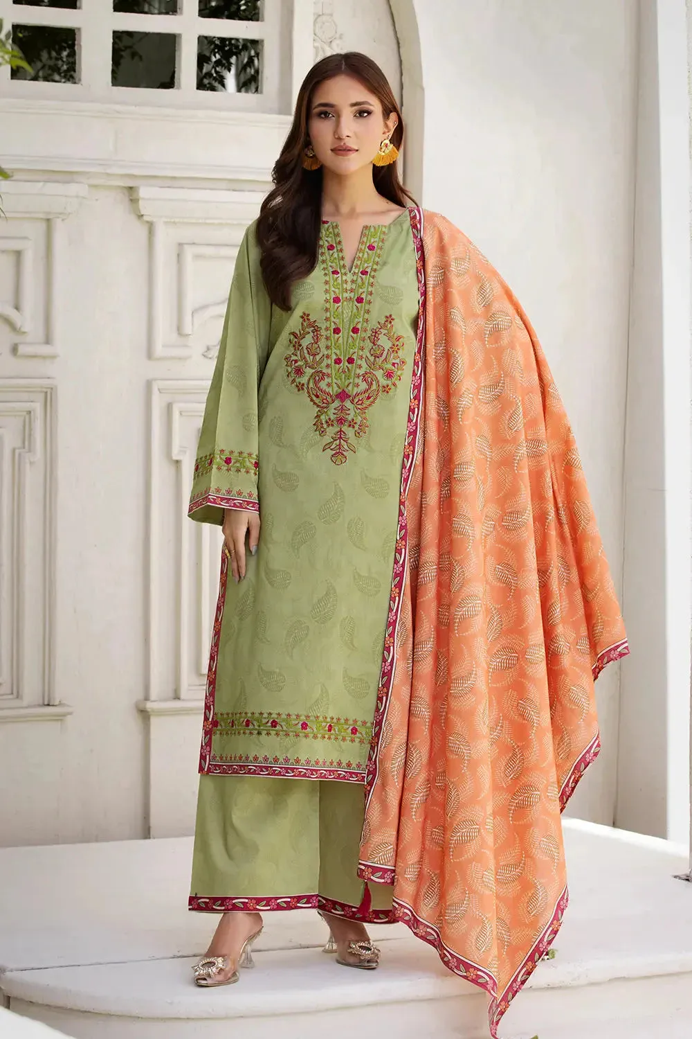 3PC Embroidered Unstitched Lawn Suit KL-2605