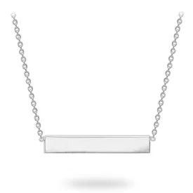 9ct White Gold Solid Horizontal Bar Necklace 41 2cm