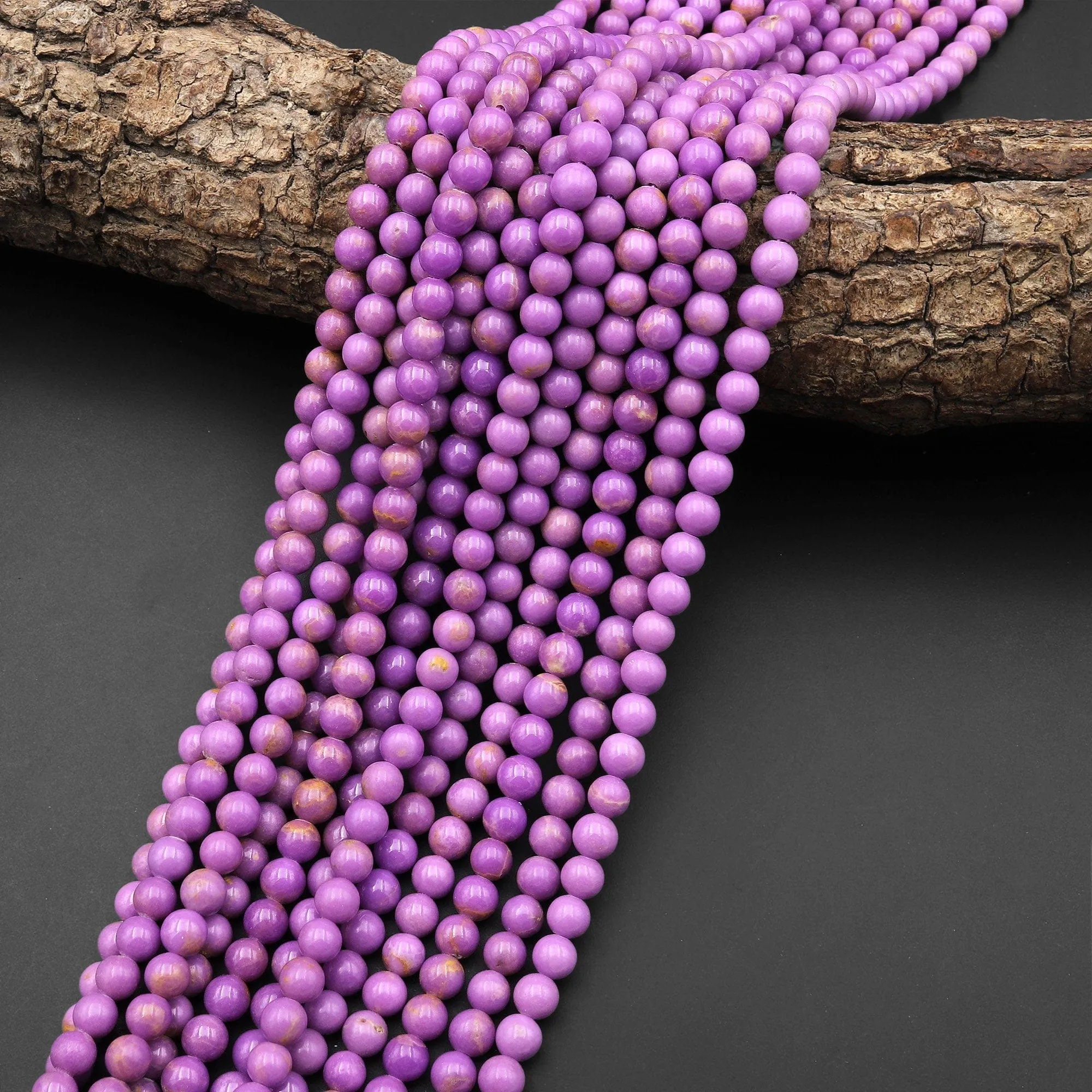 AAA Genuine Natural Violet Purple Phosphosiderite 3mm 4mm 5mm 6mm 7mm 8mm 10mm Smooth Round Beads 15.5" Strand