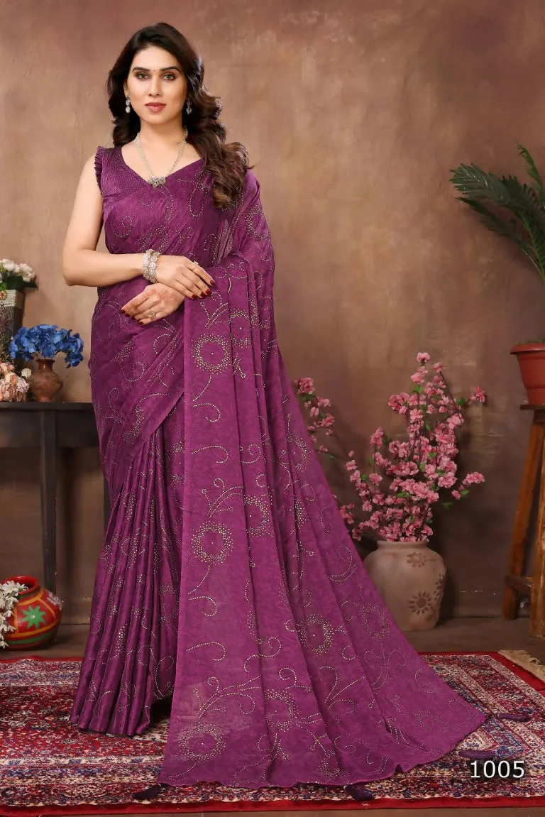 Aafreen Partywear Designer Purple Rangoli Silk Fancy Saree