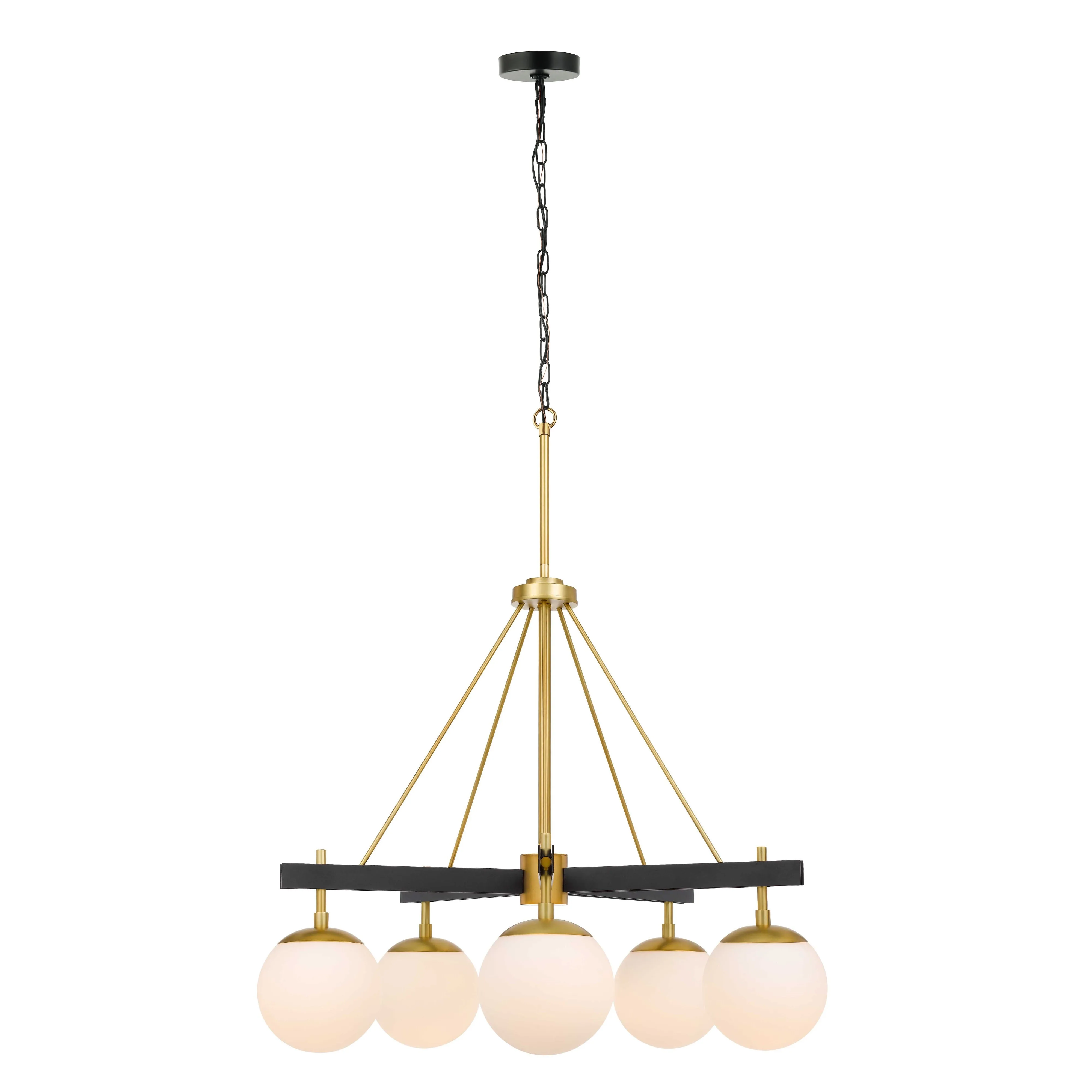 Allie 352C05BLSB 5-Light Chandelier - Black/Satin Brass