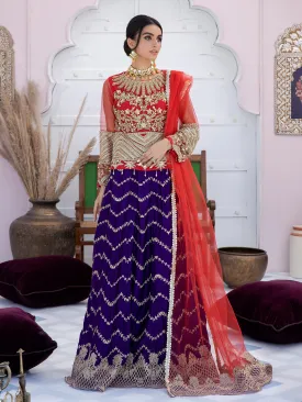 Ally's "Mehbooba" Red & Purple Net and Silk Lehnga Suit (AL-3433)