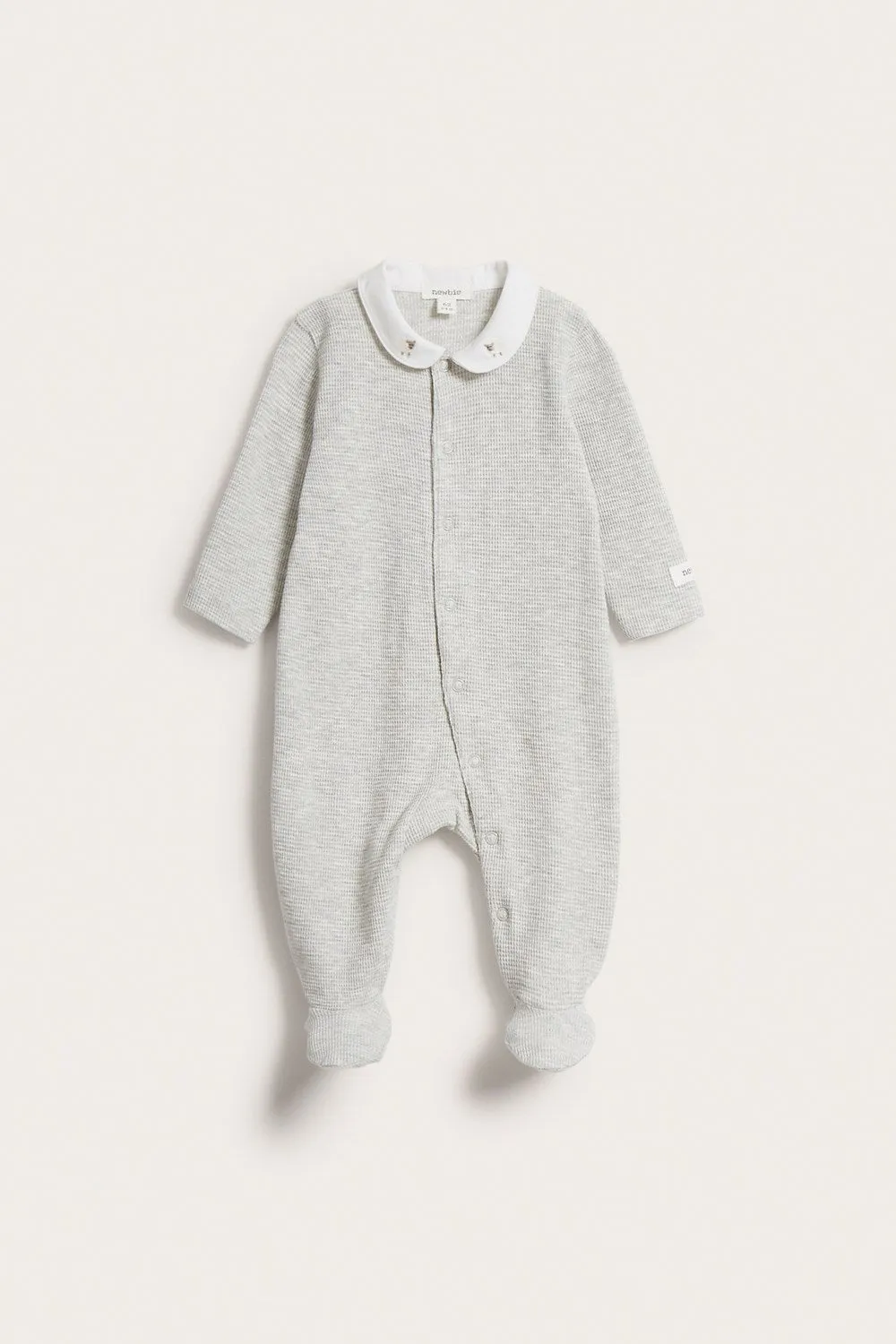 Baby grey waffle texture lamb sleepsuit