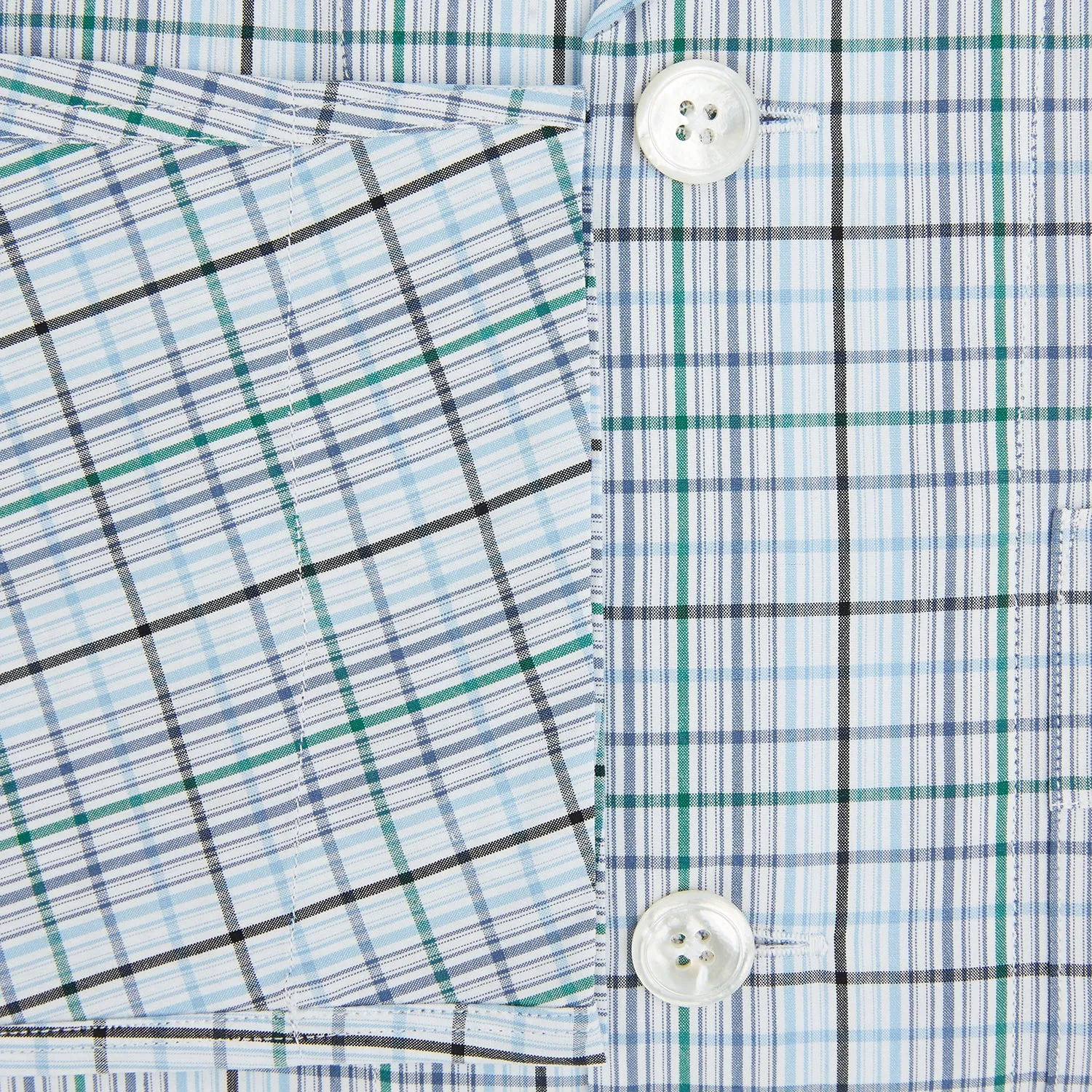 Blue and Green Multi Check Pyjama Shirt