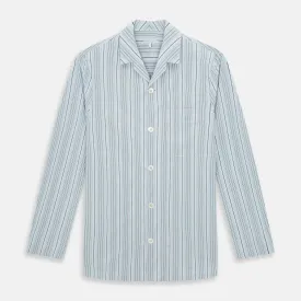 Blue and Green Multi Track Stripe Pyjama Shirt