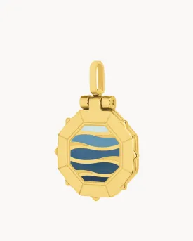 Blue Grotto Engraveable Locket Pendant, Gold