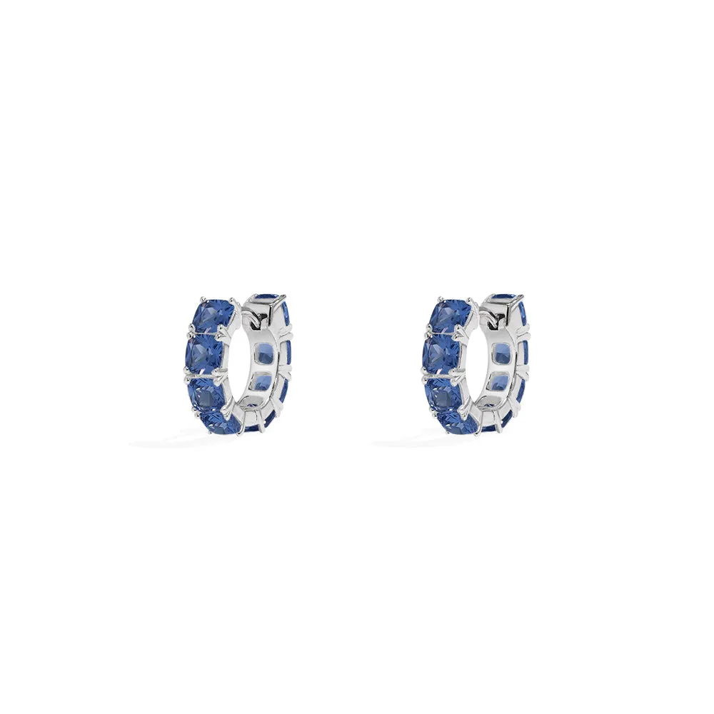 Blue Square Huggie Earrings