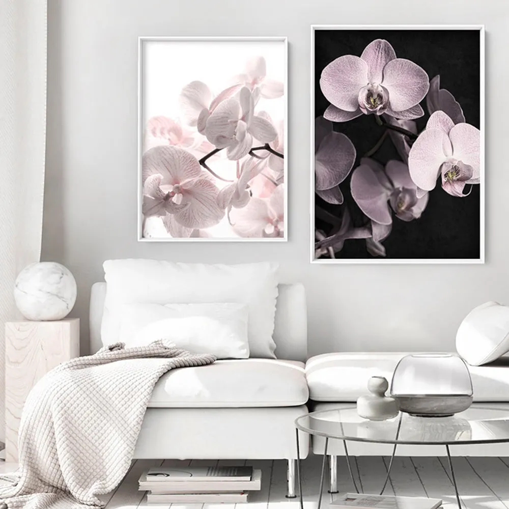 Blushing Orchids on Dark- Art Print