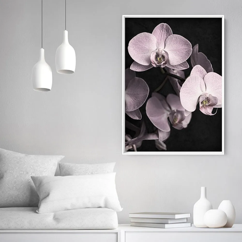 Blushing Orchids on Dark- Art Print