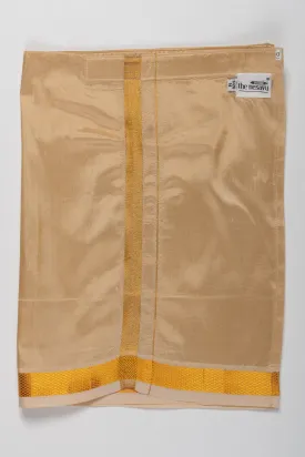 Boys Classic Beige Silk Dhoti with Golden Detailing