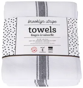 Brooklyn Stripe Black Dishtowels Set of 4