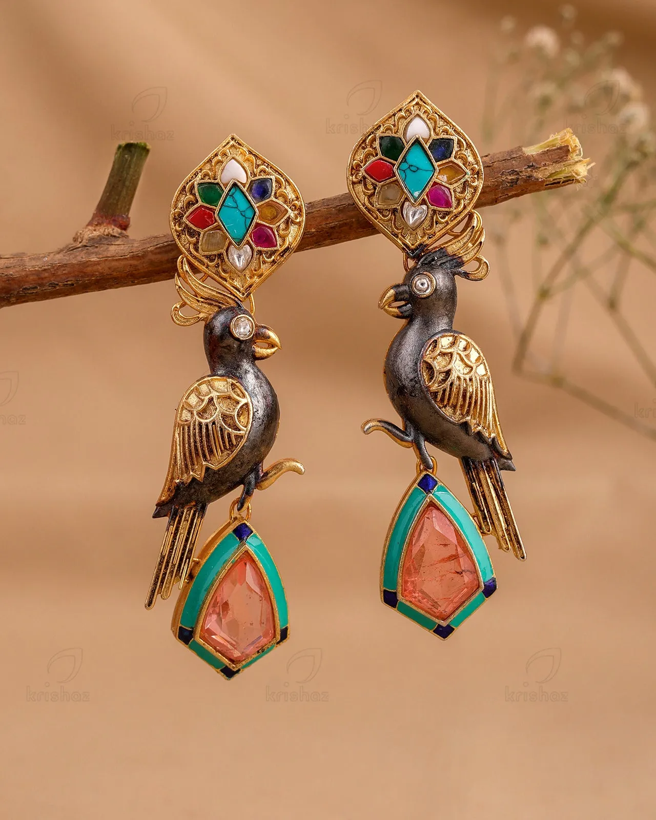 Bulbul 22k Gold Plated Danglers