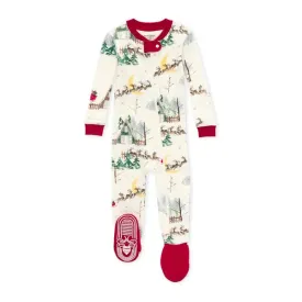 Burt's Bees Organic Baby One-Piece Sleeper Santa's Sleigh