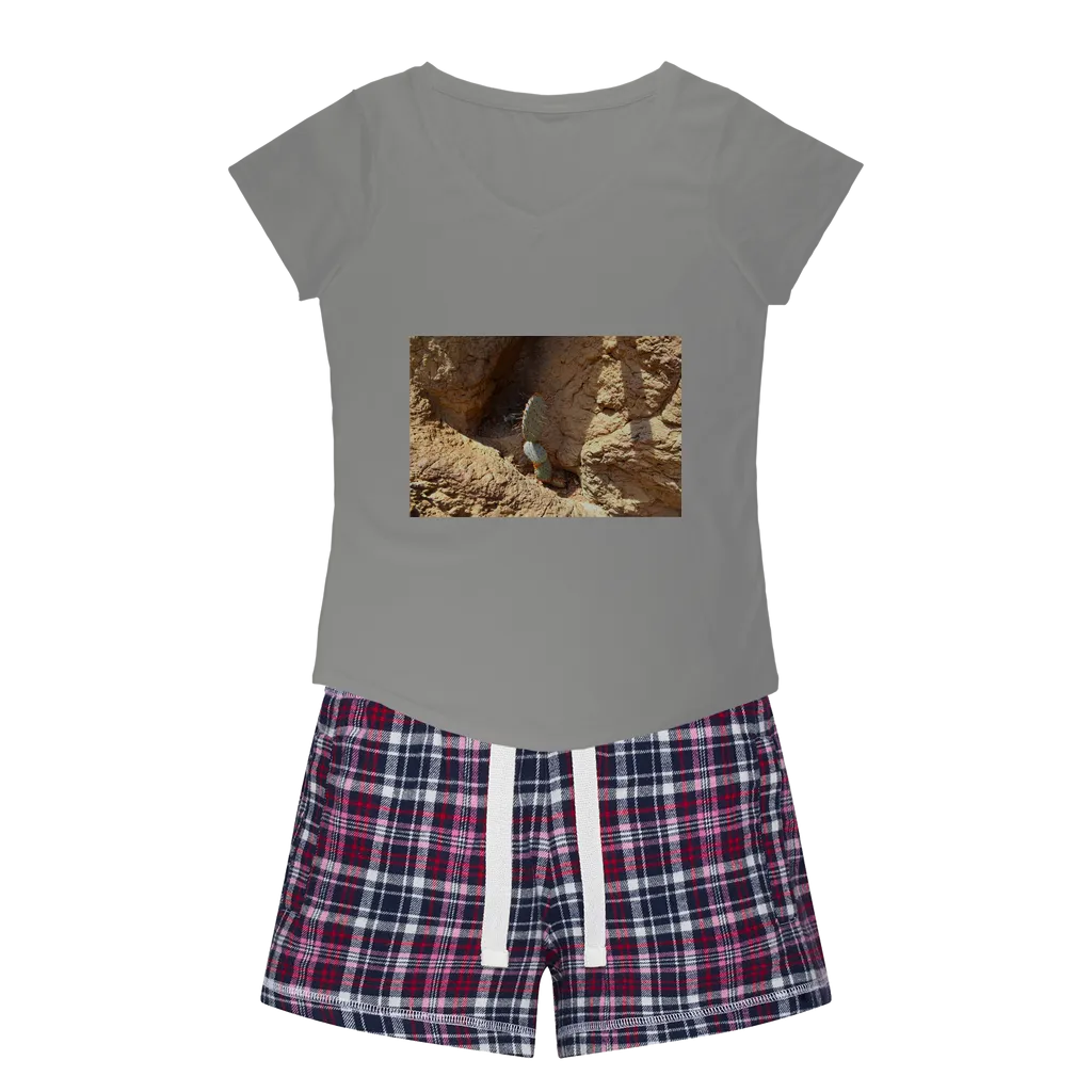 Cactus Women's Sleepy Tee and Flannel Short