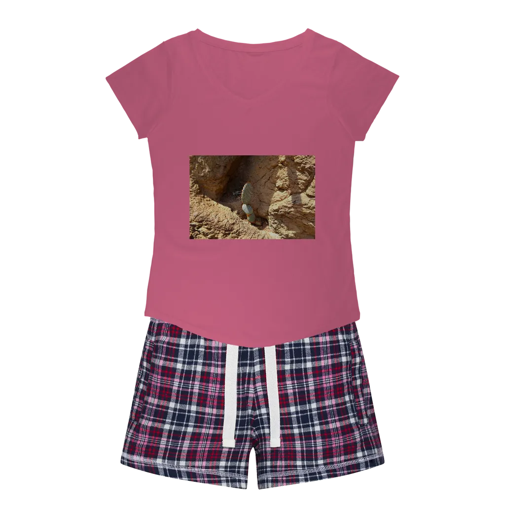 Cactus Women's Sleepy Tee and Flannel Short