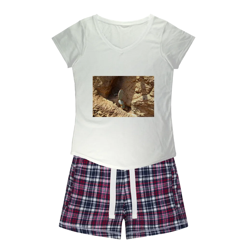 Cactus Women's Sleepy Tee and Flannel Short