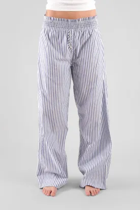 Chicory Striped Woven-Cotton Pyjama Trousers - Oceanic Blue