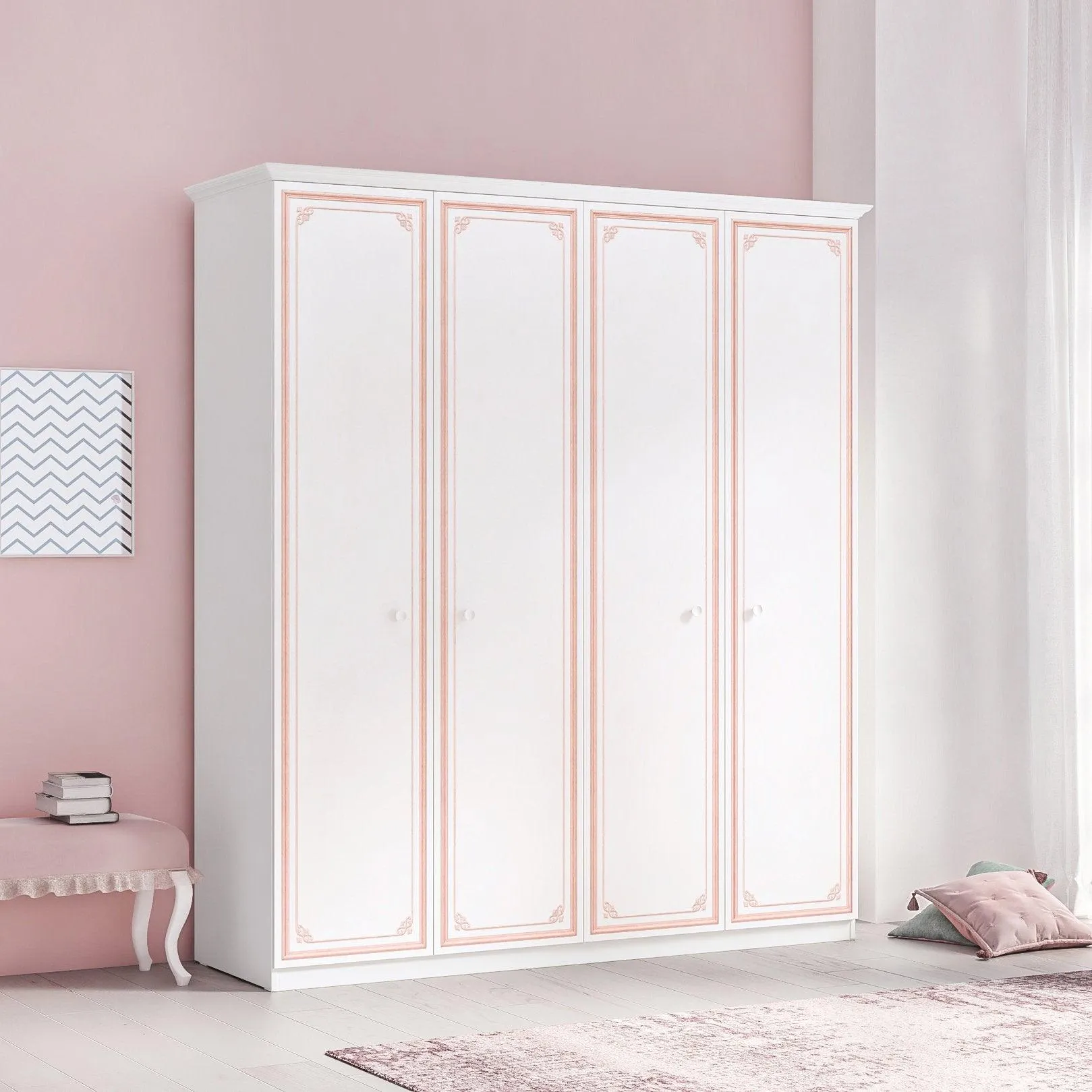 Cilek Selena Pink 4 Doors Wardrobe