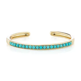 Cirque Oval Hinged Cuff Bracelet with Turquoise Cabochons