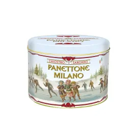 Classic Panettone in Ice Skater Tin By Chiostro Di Saronno