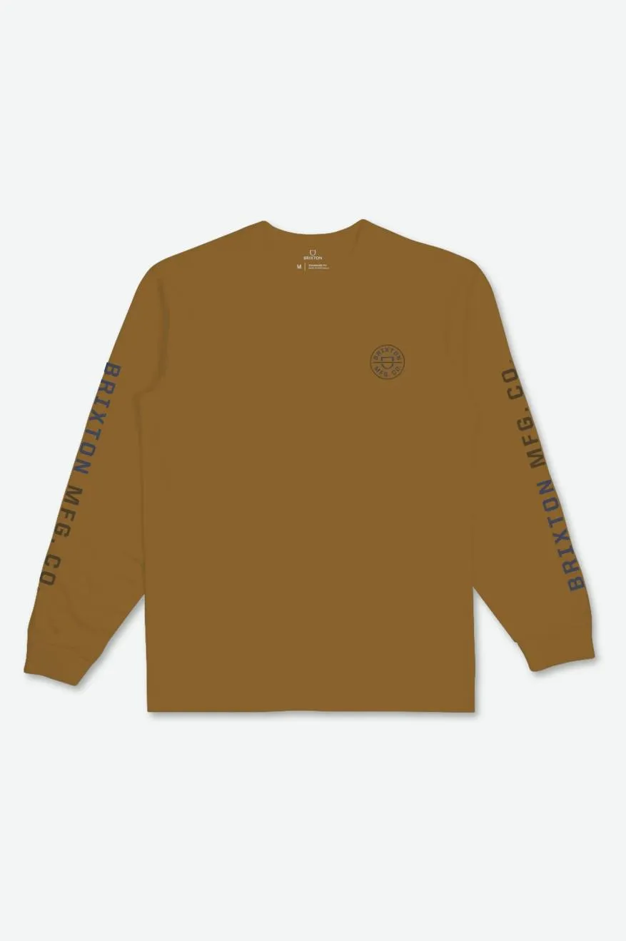 Crest L/S Tee  - Golden Brown/Washed Navy/Desert Palm