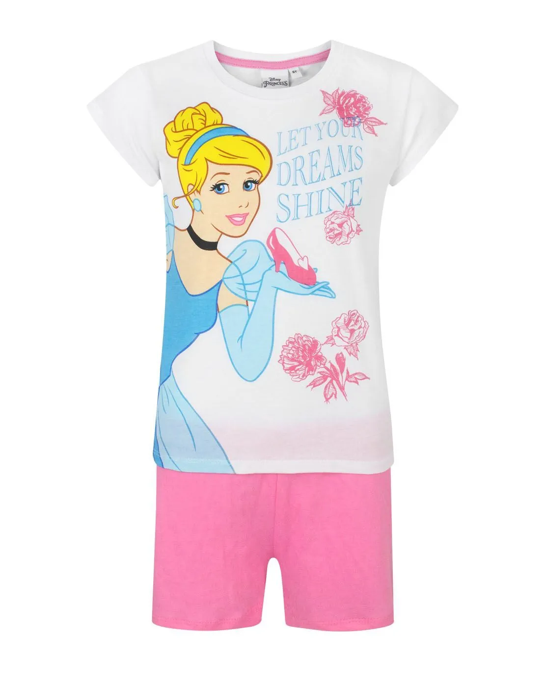 Disney Girls White Short Sleeve Short Leg Pyjama Set