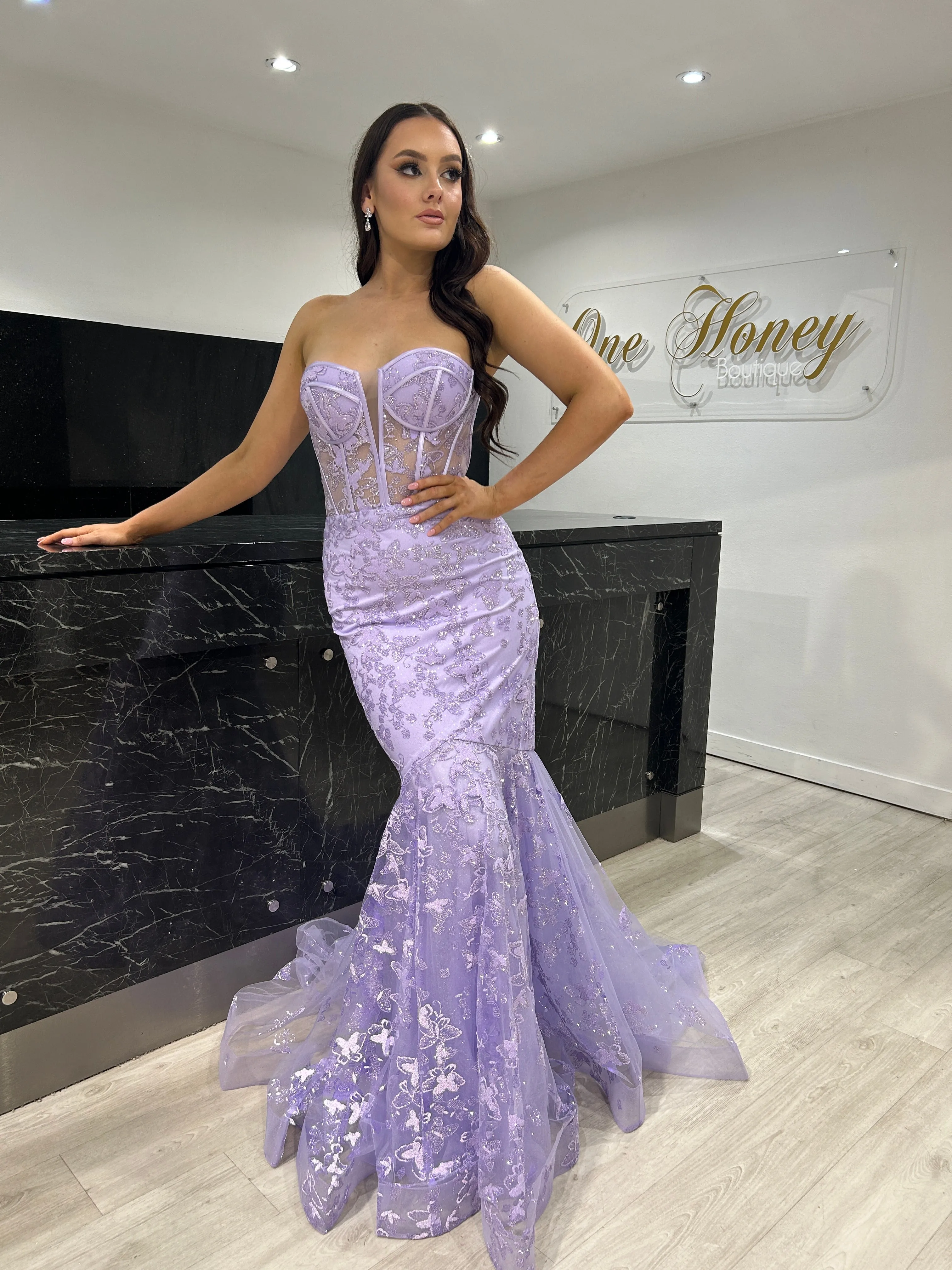 ENID Glitter Strapless Bustier Mermaid Formal Dress