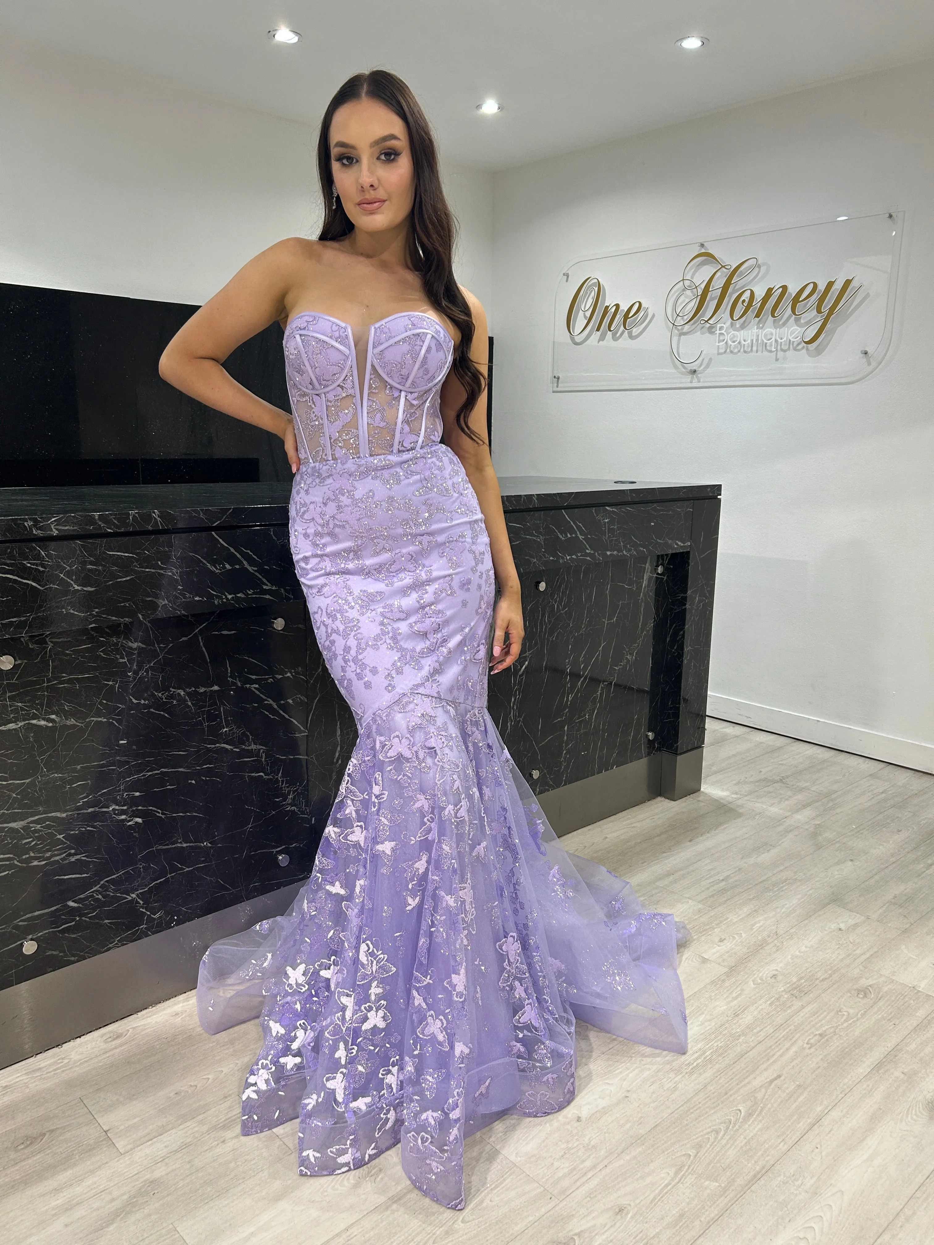 ENID Glitter Strapless Bustier Mermaid Formal Dress