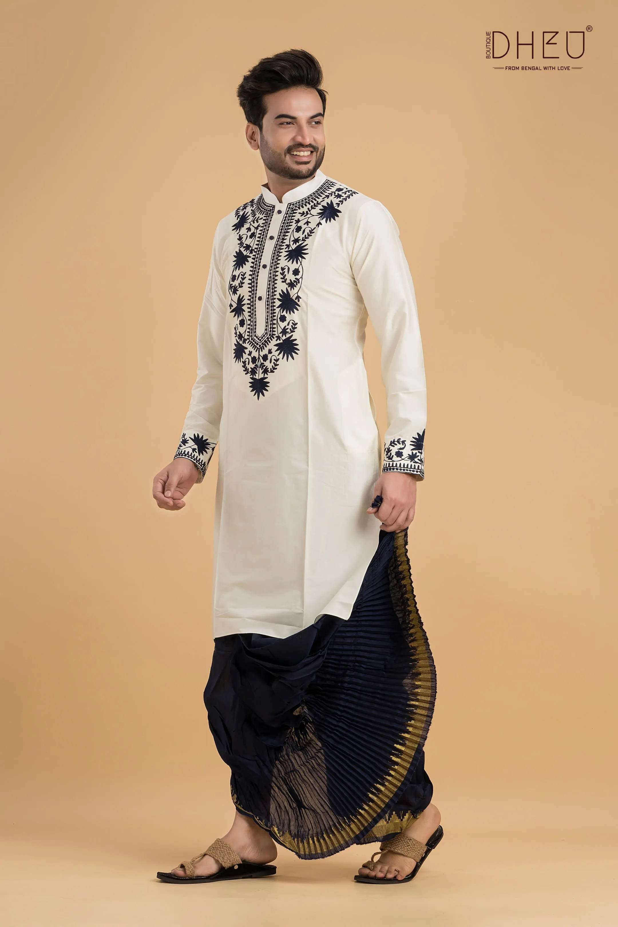 Premium Designer Silk Kurta & Optional Dhoti Set