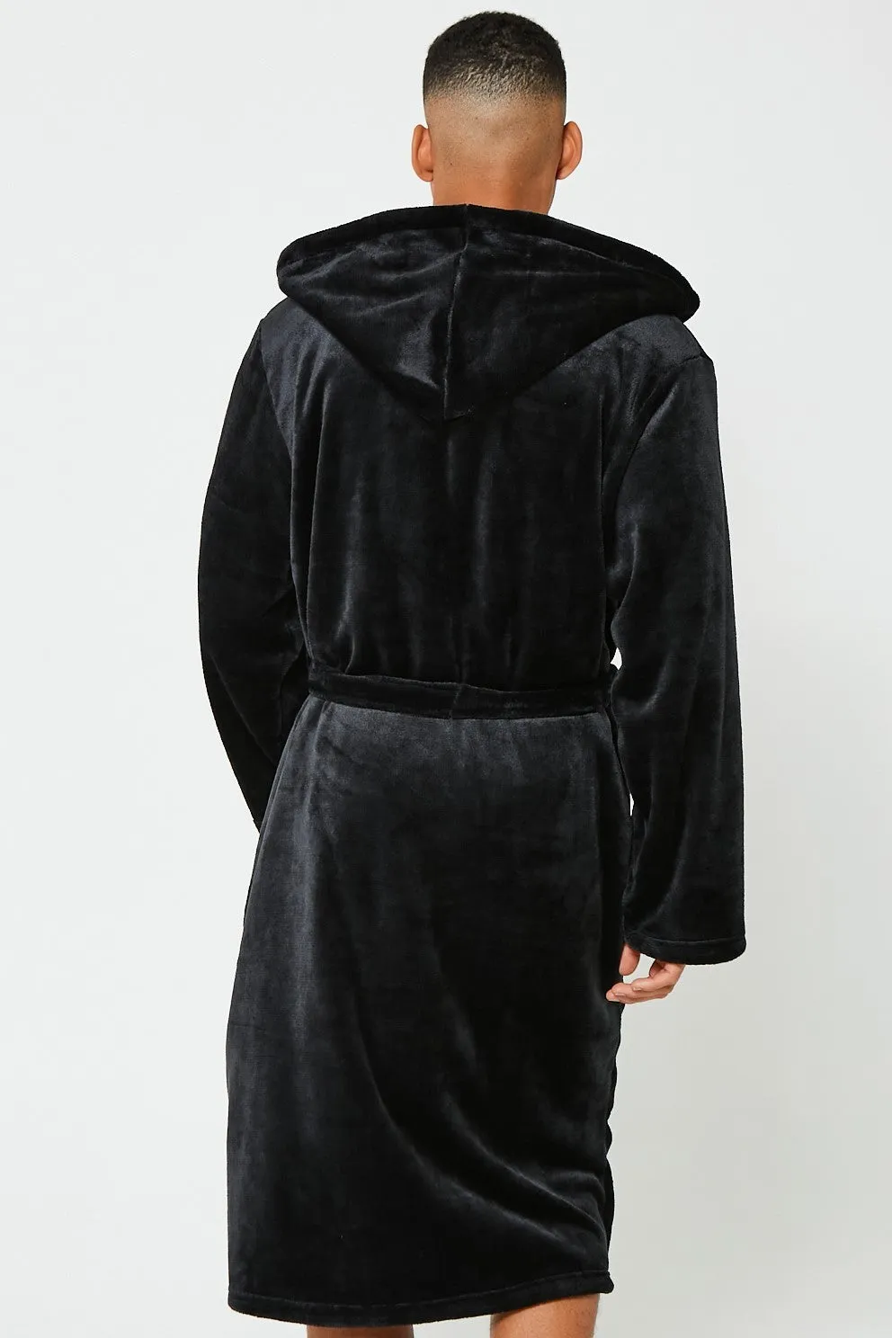 Fletcher Street Hooded Dressing Gown - Black