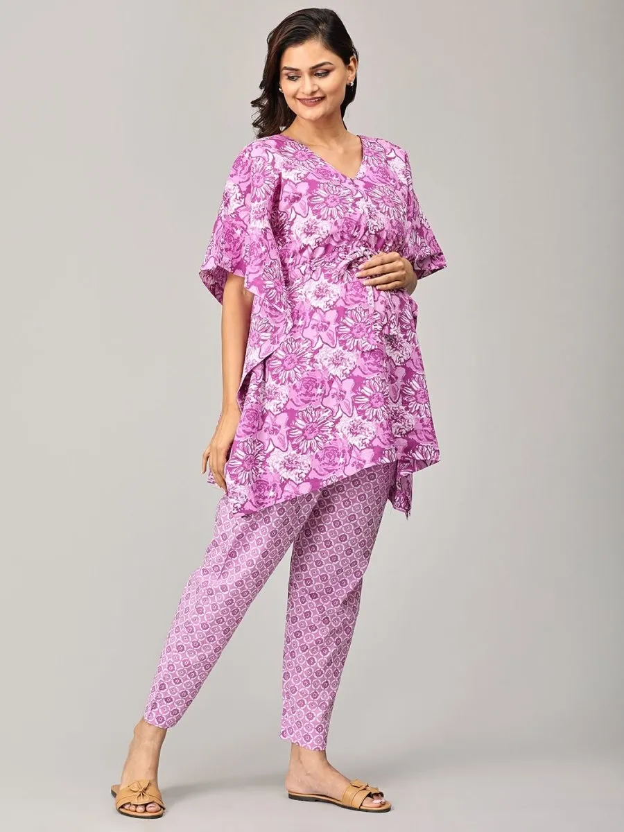 Gleaming Bliss Maternity and Nursing Kaftan Co Ord Set