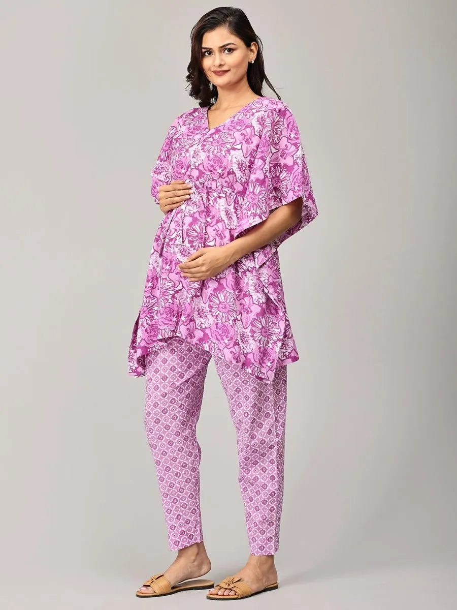 Gleaming Bliss Maternity and Nursing Kaftan Co Ord Set