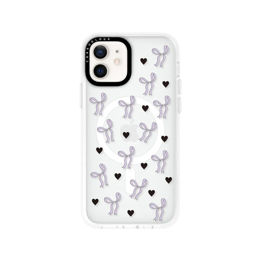 iPhone 12 Purple Ribbon Heart Phone Case MagSafe Compatible