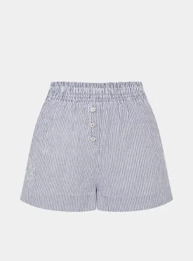 Lomandra Ethical-Cotton Pyjama Shorts - Pinstripe Charcoal