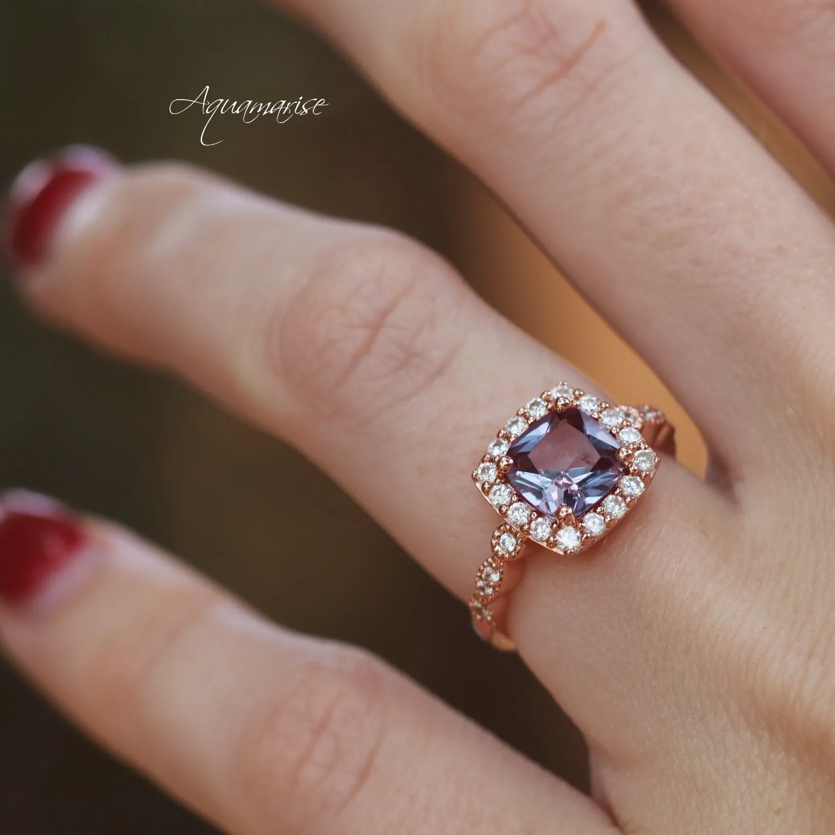 Luxe Alexandrite Ring- 14K Rose Gold Vermeil