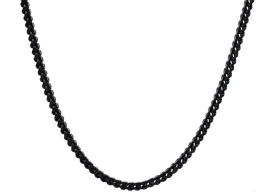 Mens 4mm Black Stainless Steel Franco Link Chain Necklace