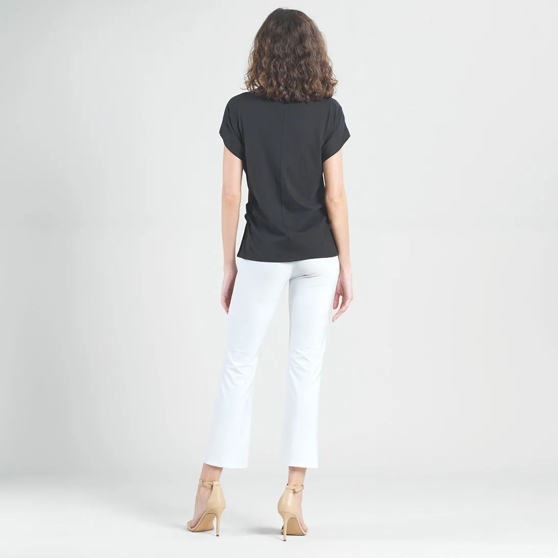 Modal Cotton - Funnel Neck Side Cinched Top - Black - Final Sale!