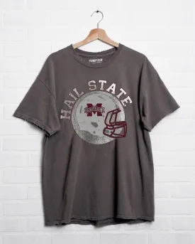 MSU Bulldogs Helmet Circle Charcoal Thrifted Tee