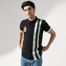 Polo Republica Men's Crest Embroidered Contrast Stripe Panel Polo Shirt