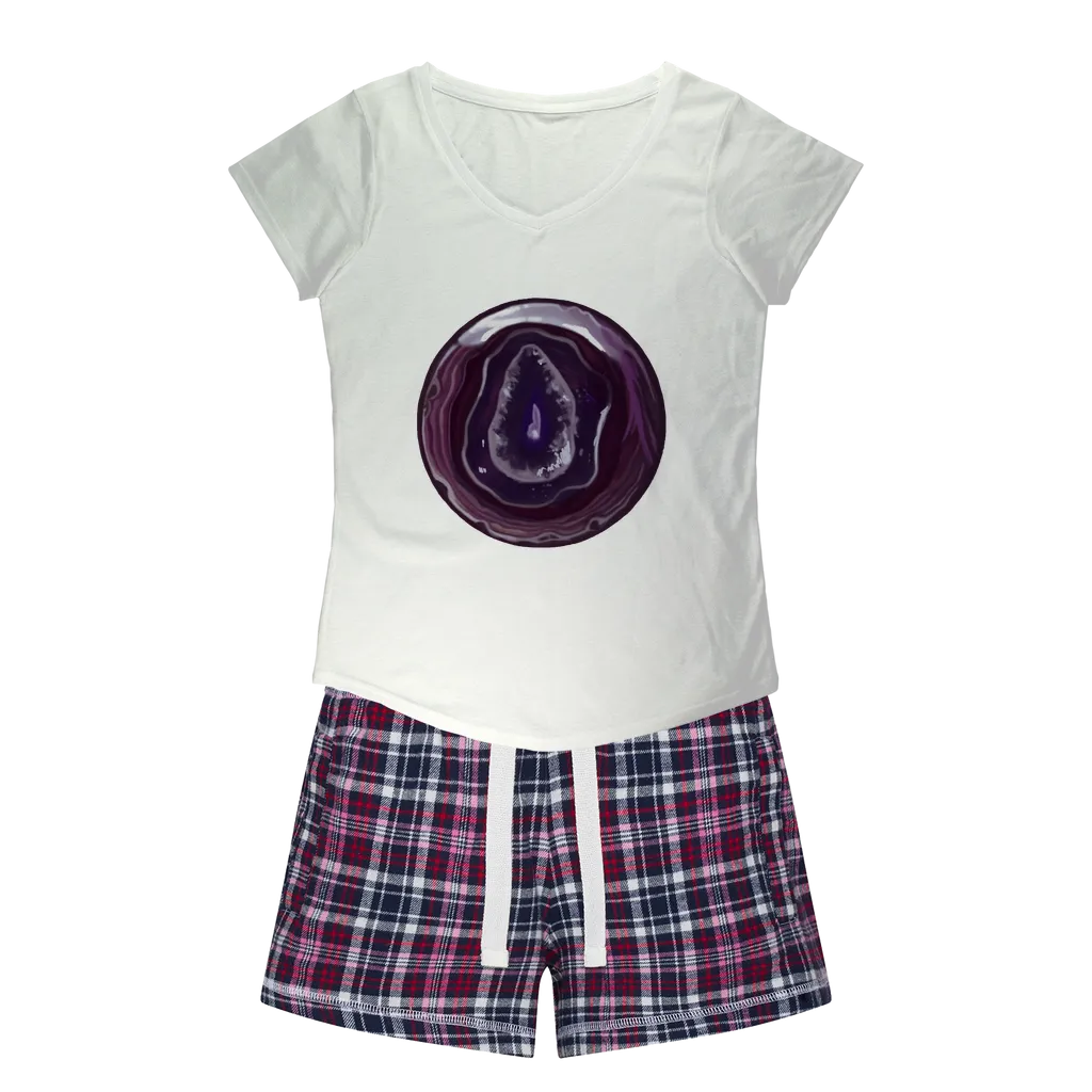 Purple Rock Women's Sleepy Tee and Flannel Short