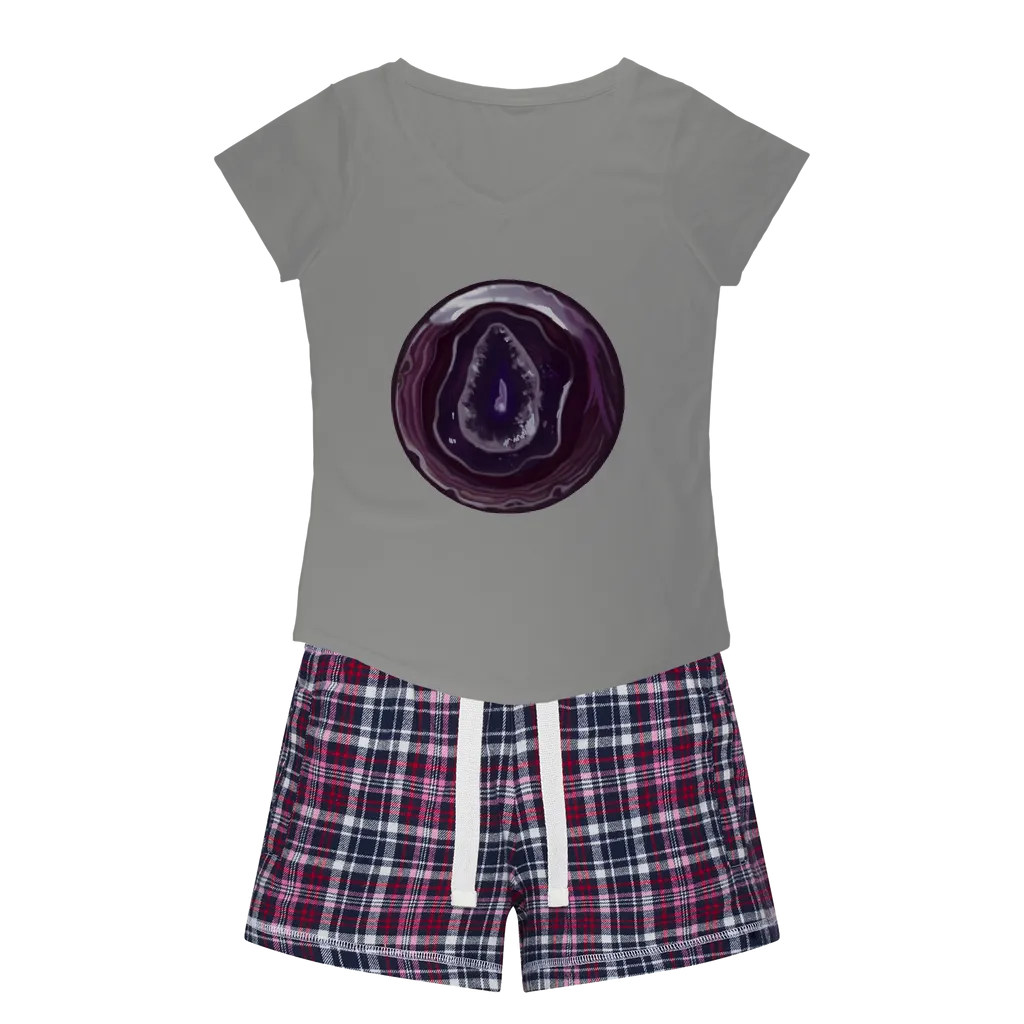 Purple Rock Women's Sleepy Tee and Flannel Short