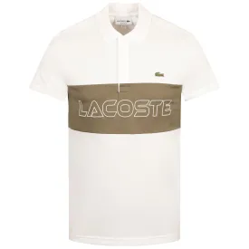 Regular Fit Stretch Pique Colorblock Polo White/Khaki Green - SS24