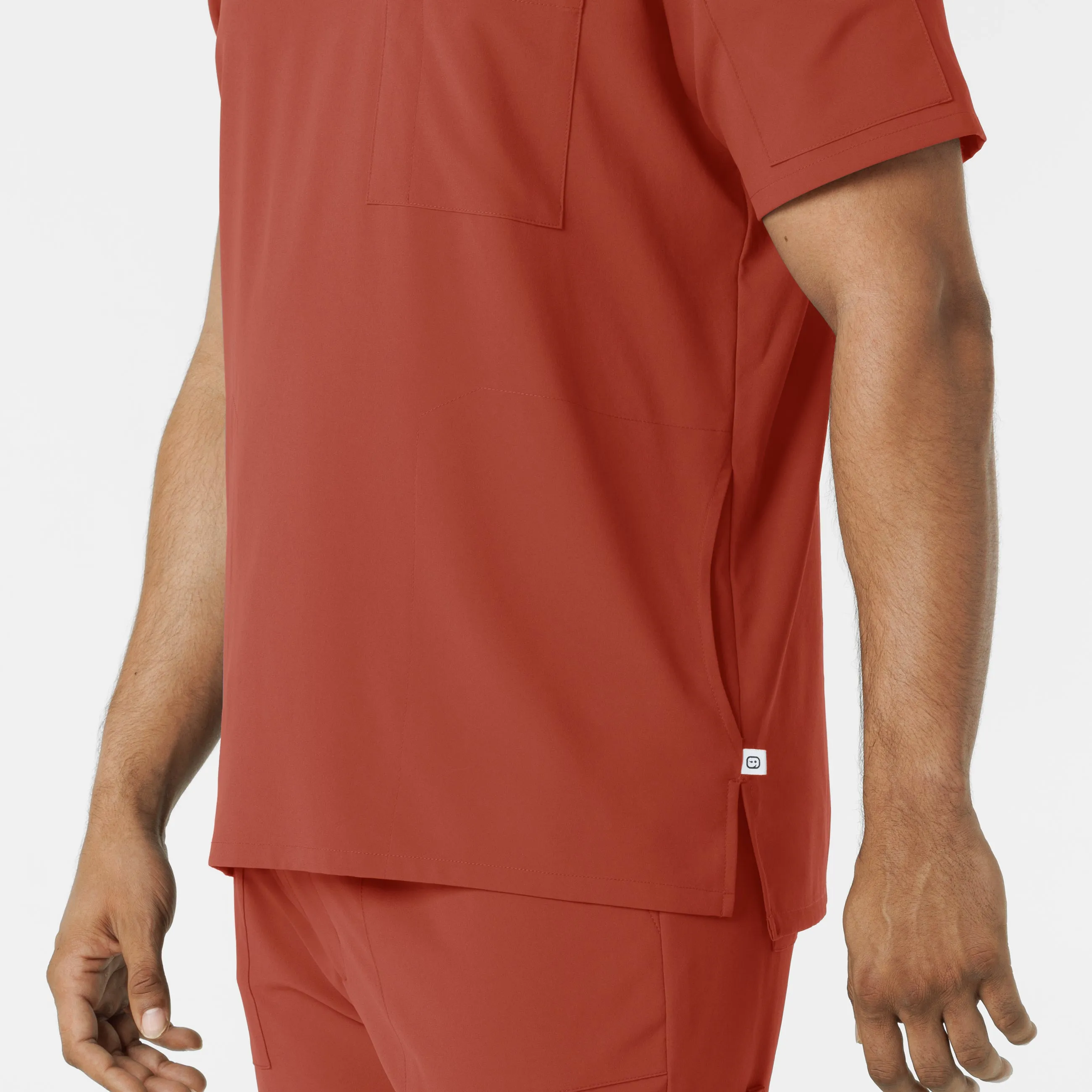 RENEW Men's V-Neck 5 Pocket Scrub Top - Mineral Red