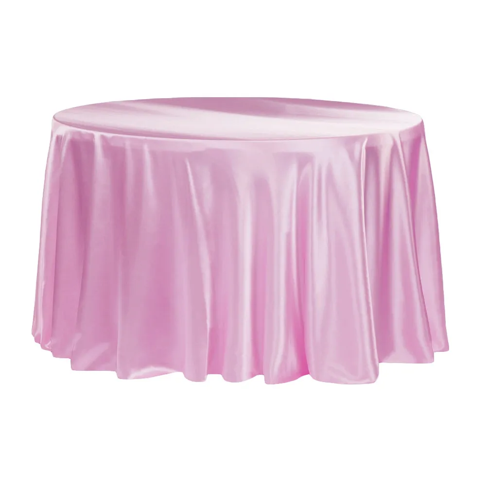 Satin 132" Round Tablecloth - Medium Pink