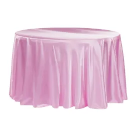 Satin 132" Round Tablecloth - Medium Pink