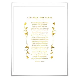 The Road Not Taken Gold Foil Art Print. 7 Foil Colours. Robert Frost. Graduation Gift. Motivational Poster. Literary Quote