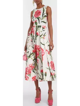 Women’s Carnation-Printed Midi Dress